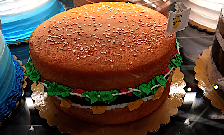 A hamburger cake found at a local Ralph's grocery store priced at $24.99!